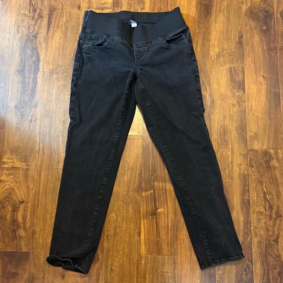 Old Navy Maternity Jeans Black Pants Size 10L Women's Straight Leg Banded Waist - Picture 1 of 3